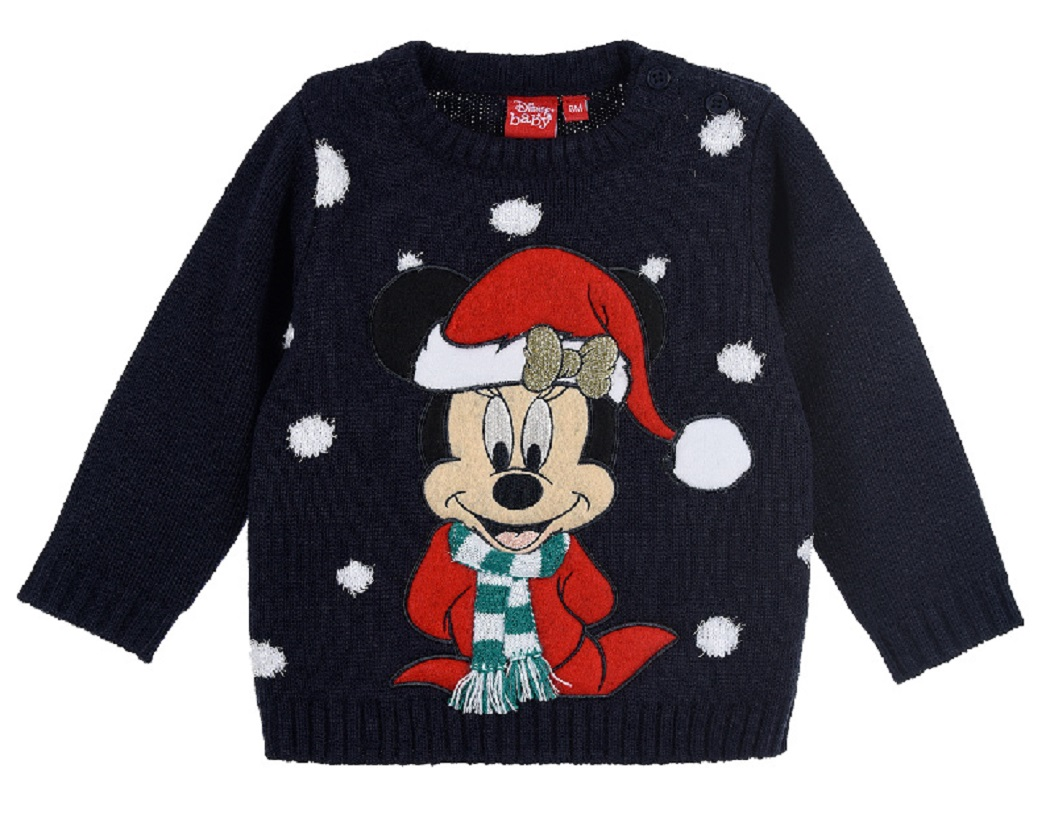 Maglione Natalizio Minnie Mouse DISNEY Maglietta Neonata Bambina Sun City - Hu0038blu