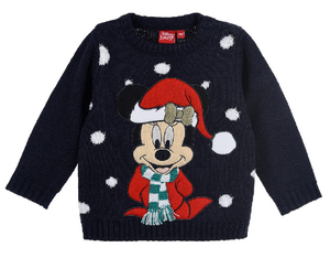 Maglione Natalizio Minnie Mouse DISNEY Maglietta Neonata Bambina Sun City - Hu0038blu