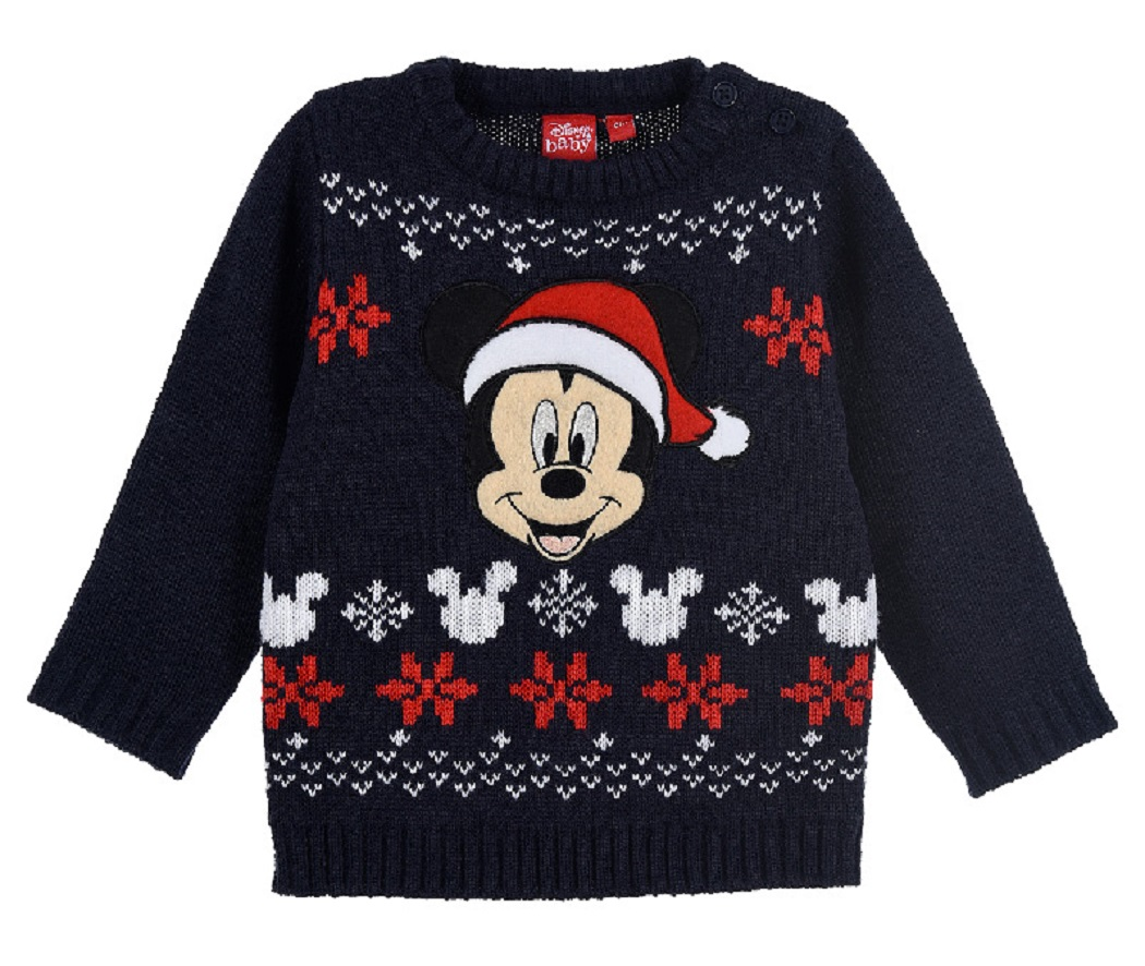 Maglione Natalizio Mickey Mouse DISNEY Topolino Maglietta Neonato Bambino Sun City - Hu0034blu