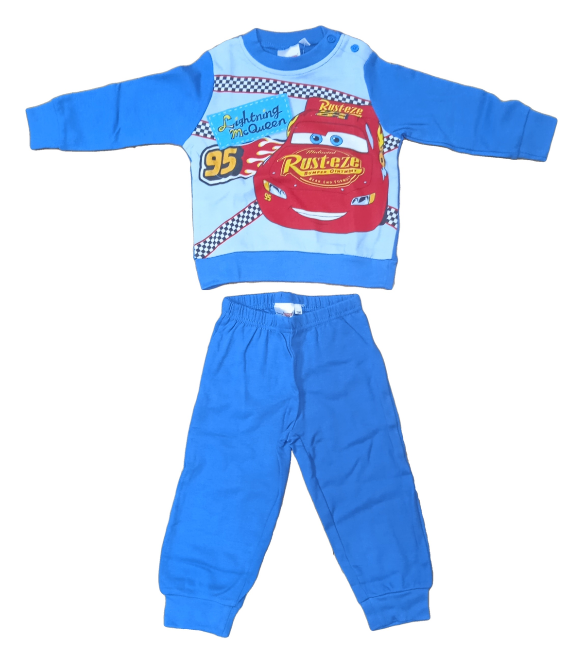 Pigiama Lungo Cars DISNEY Pixar Saetta Mcqueen T-Shirt Pantalone 100% Cotone Interlock - Car0013/b