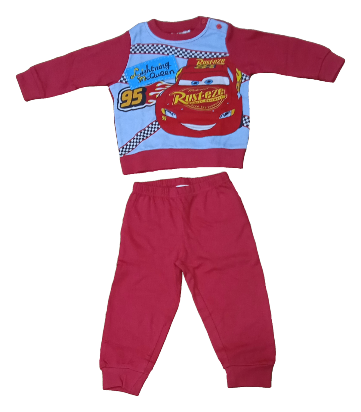 Pigiama Lungo Cars DISNEY Pixar Saetta Mcqueen T-Shirt Pantalone 100% Cotone Interlock - Car0013/r