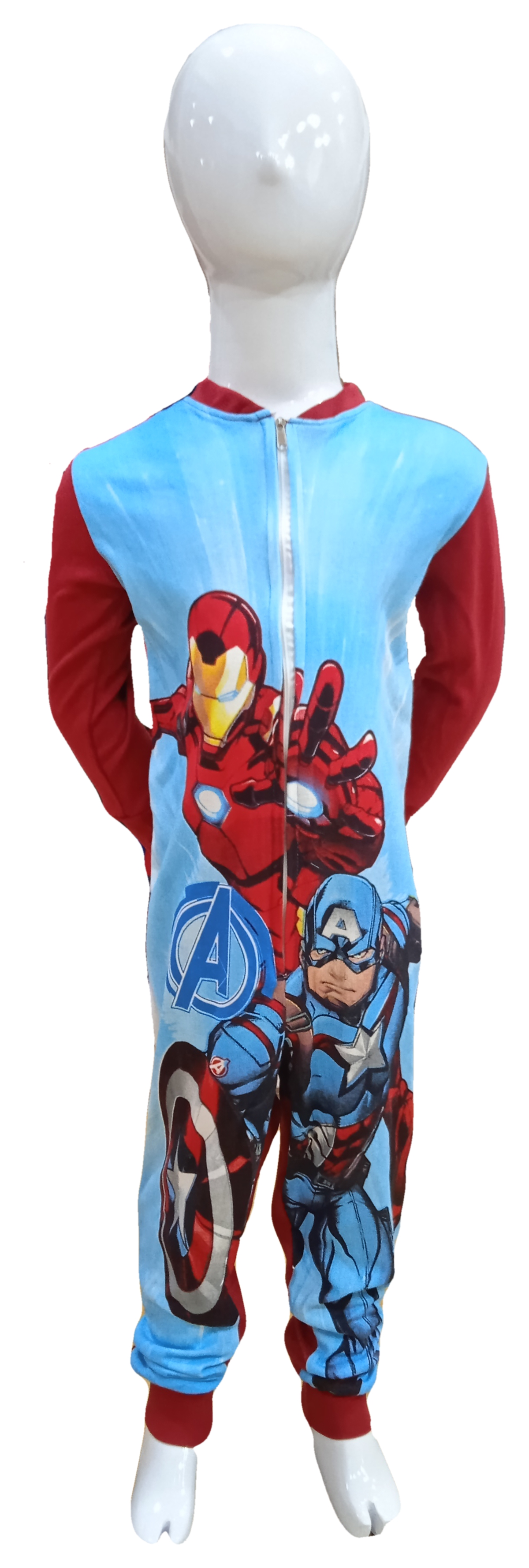 Pigiama Tutone Lungo Avengers MARVEL 100% Cotone Interlock - Ave0049rosso
