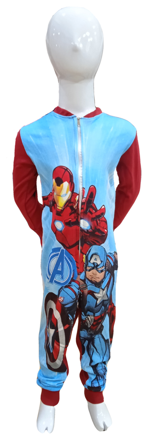 Pigiama Tutone Lungo Avengers MARVEL 100% Cotone Interlock - Ave0049rosso