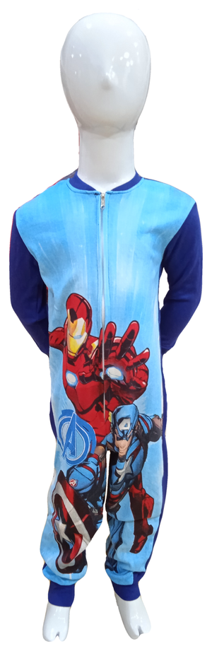 Pigiama Tutone Lungo Avengers MARVEL 100% Cotone Interlock - Ave0049blu