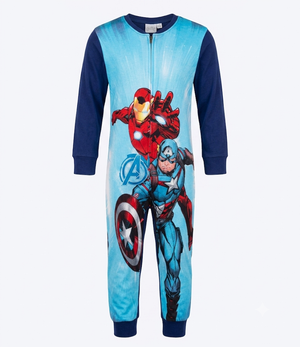 Pigiama Tutone Lungo Avengers MARVEL 100% Cotone Interlock - Ave0049blu