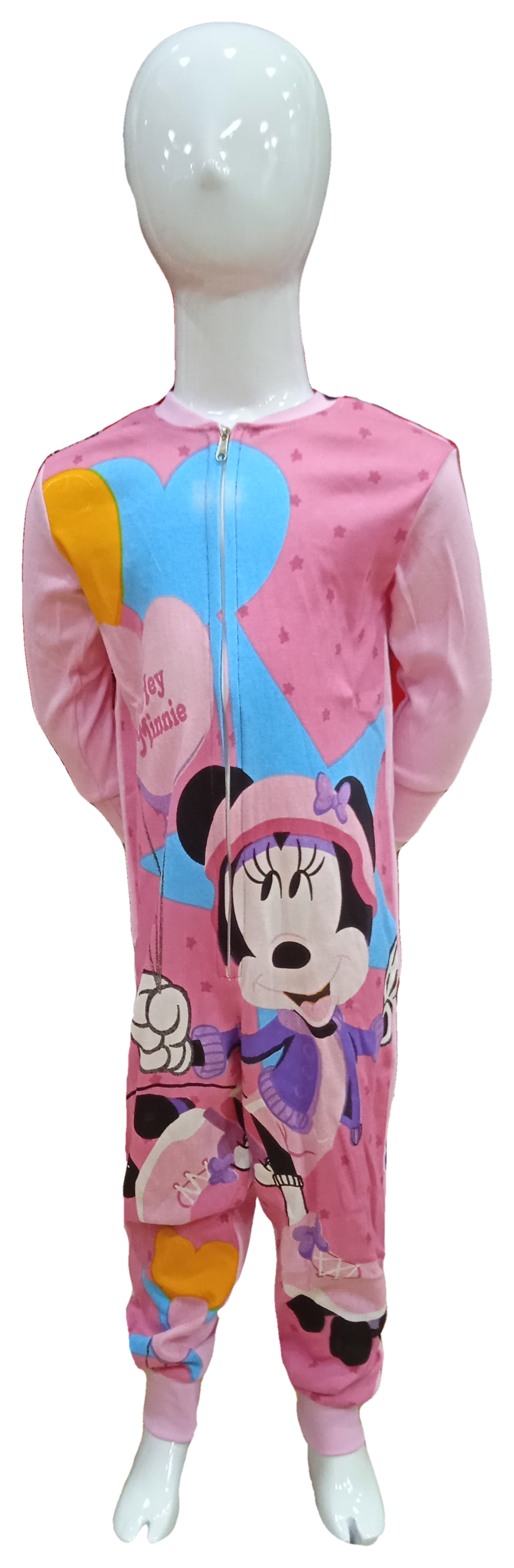 Pigiama Tutone Lungo Minnie Mouse DISNEY 100% Cotone Interlock - Min0050rosa