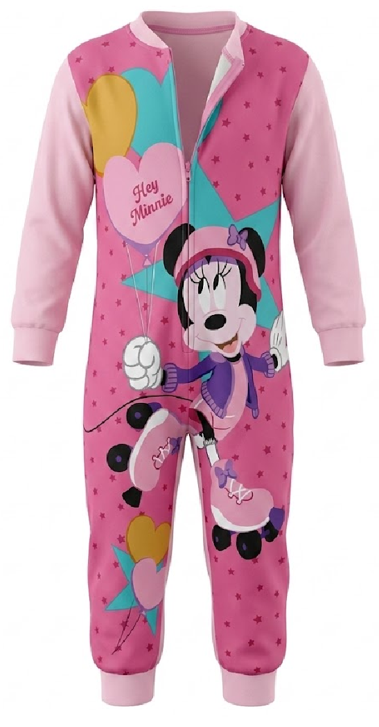 Pigiama Tutone Lungo Minnie Mouse DISNEY 100% Cotone Interlock - Min0050rosa