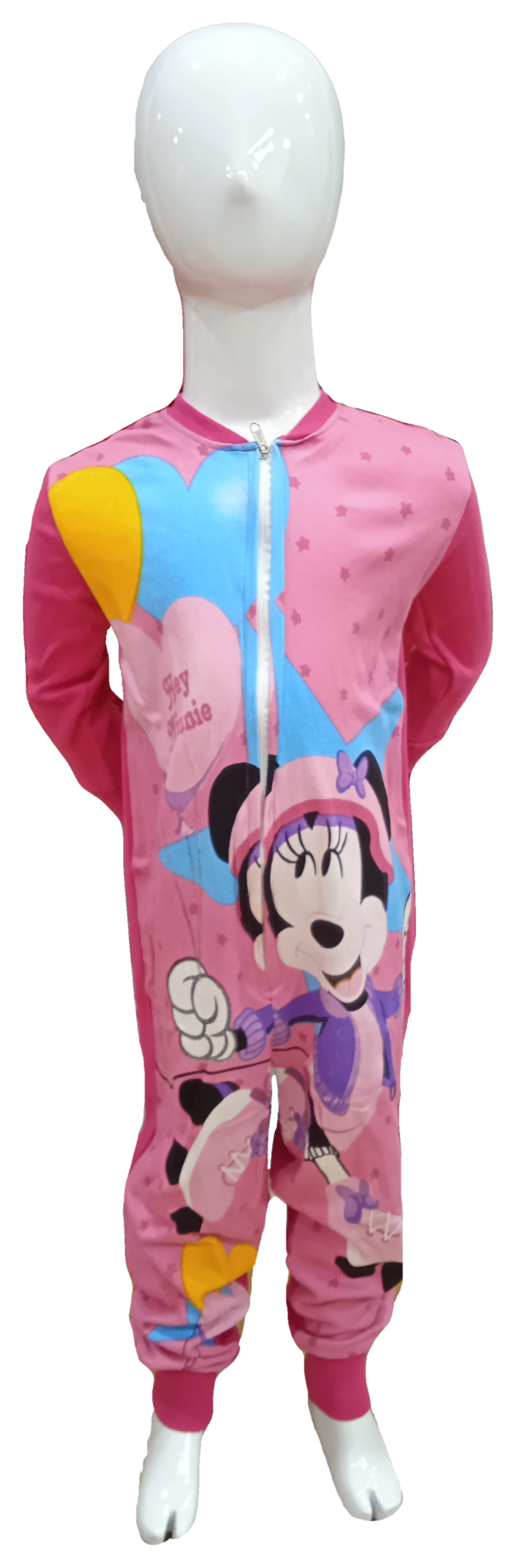 Pigiama Tutone Lungo Minnie Mouse DISNEY 100% Cotone Interlock - Min0050fuxia