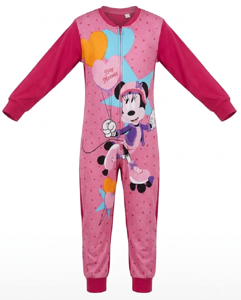 Pigiama Tutone Lungo Minnie Mouse DISNEY 100% Cotone Interlock - Min0050fuxia