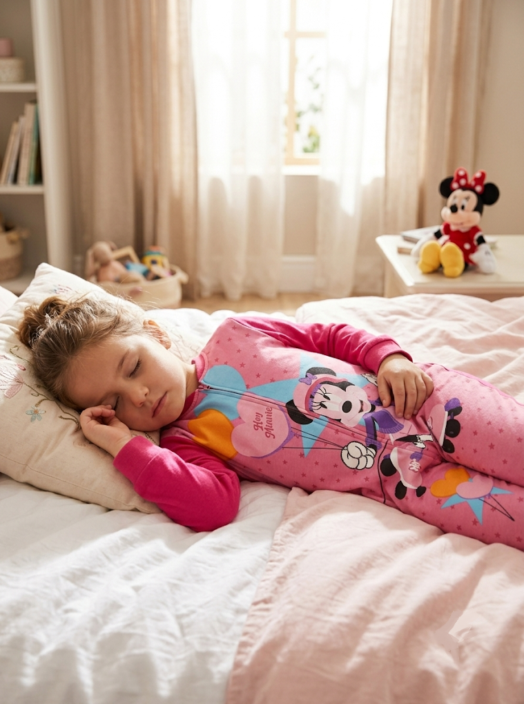 Pigiama Tutone Lungo Minnie Mouse DISNEY 100% Cotone Interlock - Min0050fuxia