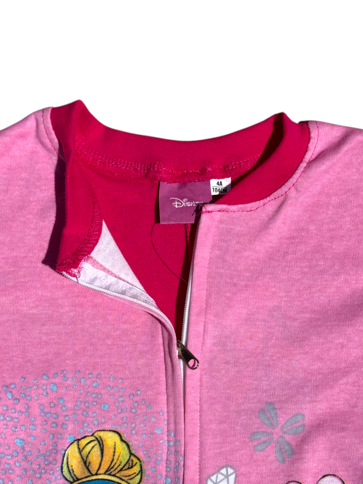 Pigiama Tutone Lungo Principesse DISNEY Cenerentola Ariel 100% Cotone Interlock - Pri0051fuxia