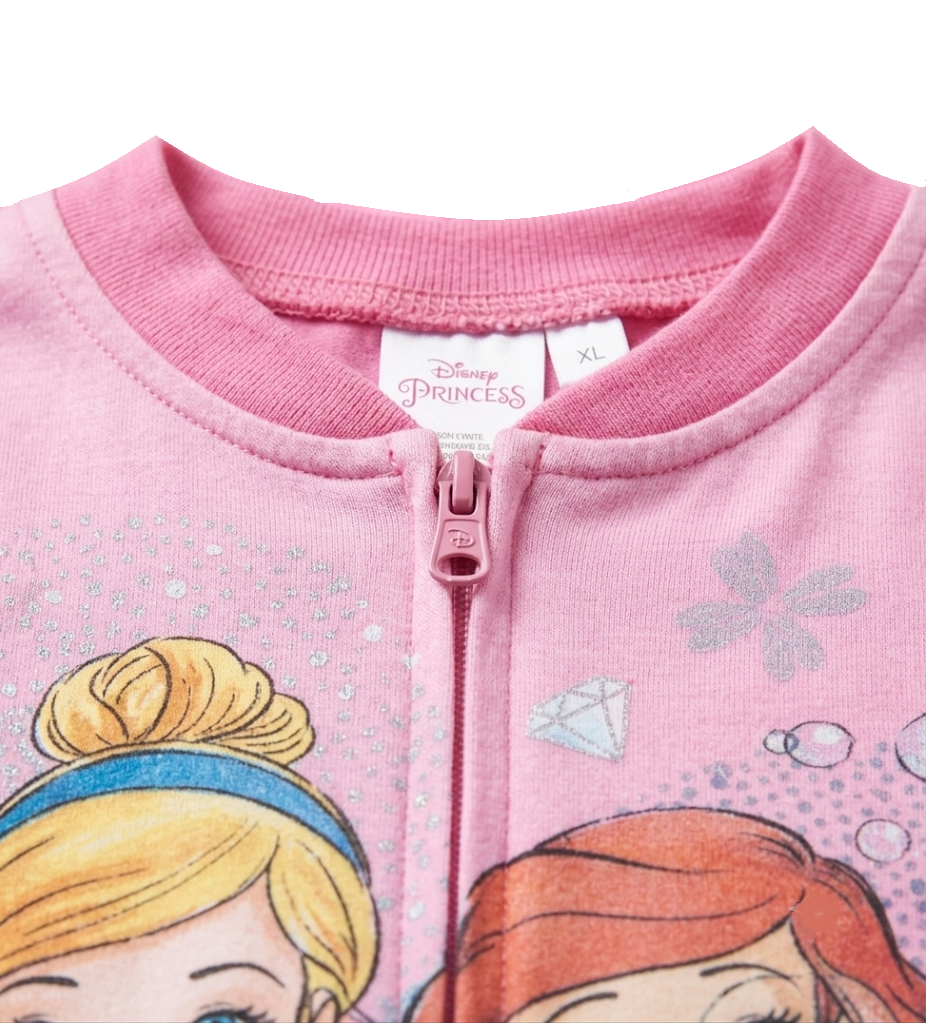 Pigiama Tutone Lungo Principesse DISNEY Cenerentola Ariel 100% Cotone Interlock - Pri0051rosa