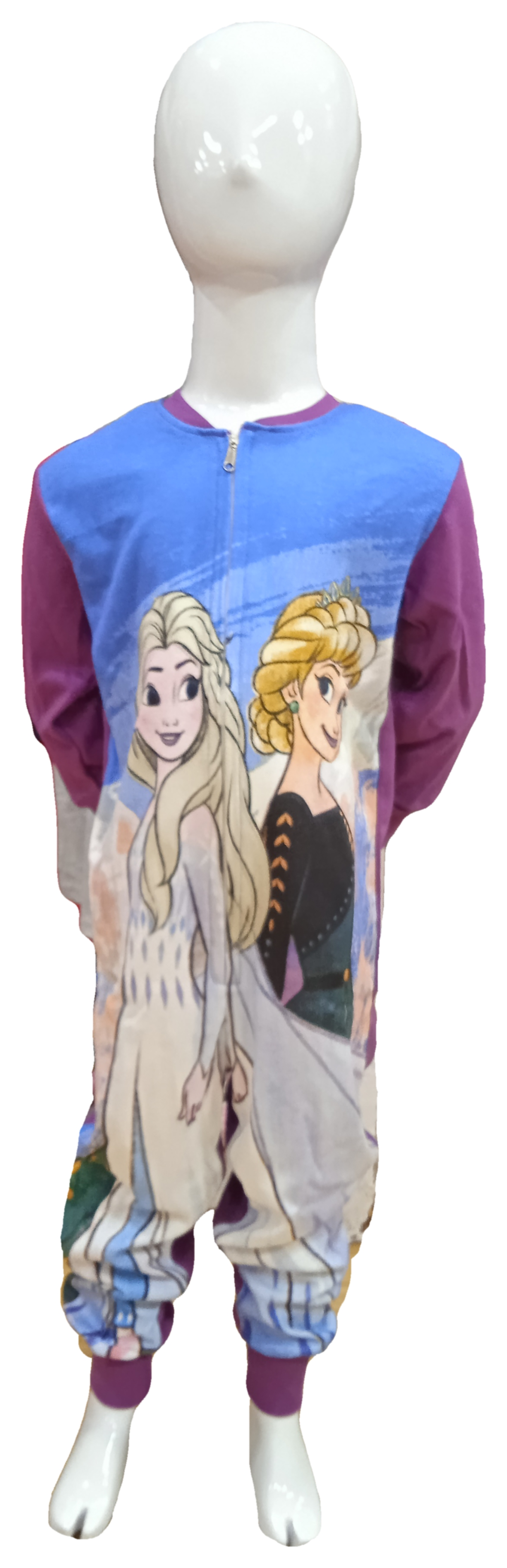 Pigiama Tutone Lungo Frozen Ii DISNEY Elsa Anna 100% Cotone Interlock - Fro0046viola