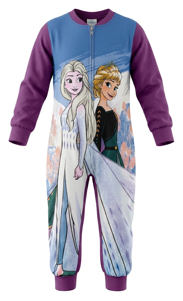 Pigiama Tutone Lungo Frozen Ii DISNEY Elsa Anna 100% Cotone Interlock - Fro0046viola