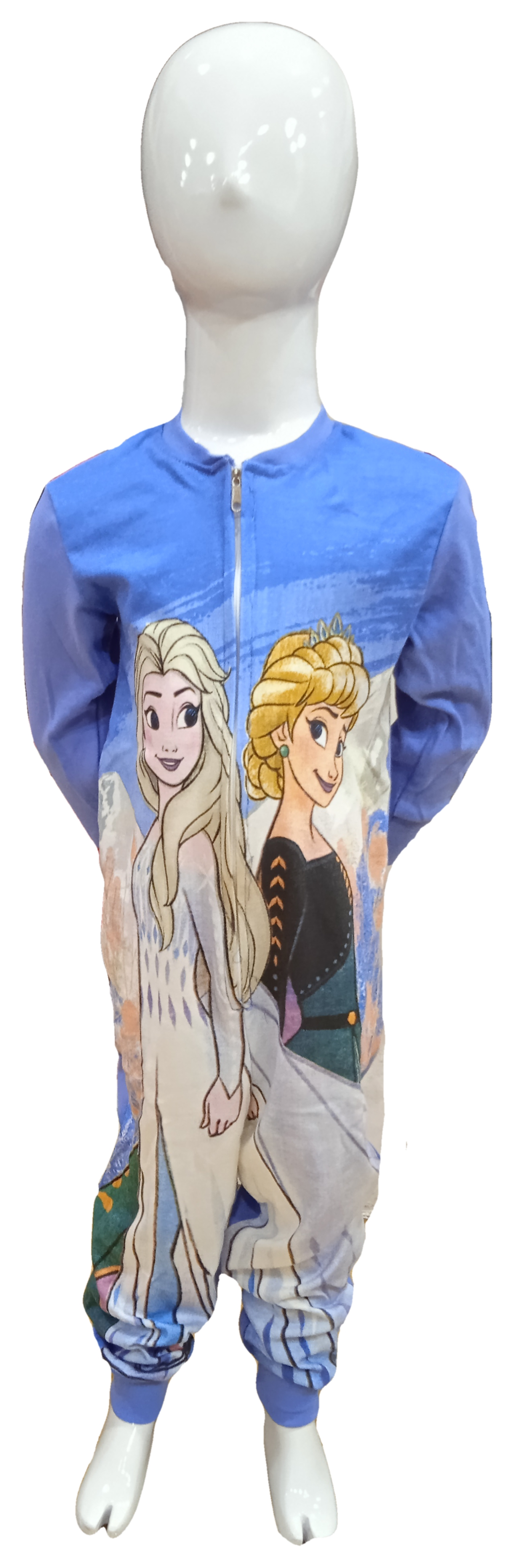 Pigiama Tutone Lungo Frozen Ii DISNEY Elsa Anna 100% Cotone Interlock - Fro0046azzurro