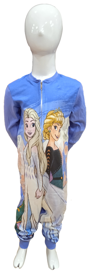Pigiama Tutone Lungo Frozen Ii DISNEY Elsa Anna 100% Cotone Interlock - Fro0046azzurro