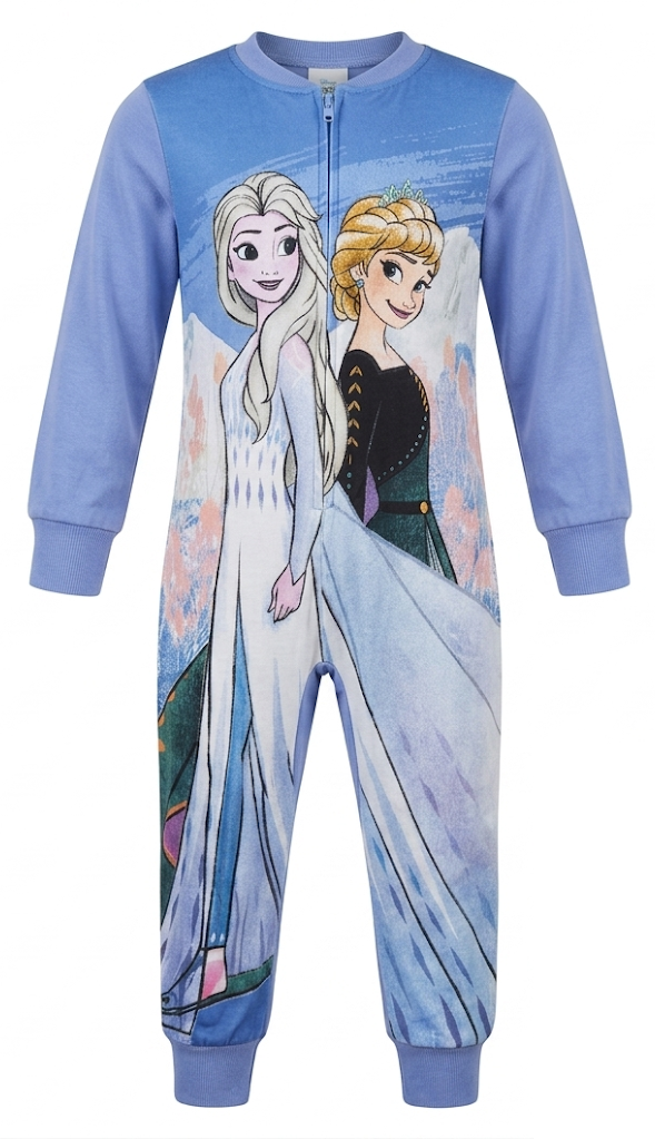 Pigiama Tutone Lungo Frozen Ii DISNEY Elsa Anna 100% Cotone Interlock - Fro0046azzurro