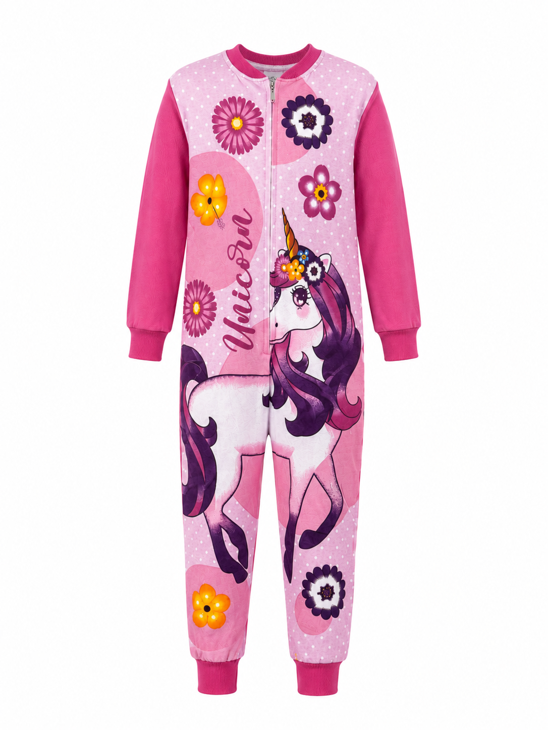 Pigiama Tutone Lungo Unicorno 100% Cotone Interlock - Uni0112rosa