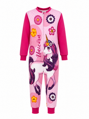 Pigiama Tutone Lungo Unicorno 100% Cotone Interlock - Uni0112fuxia