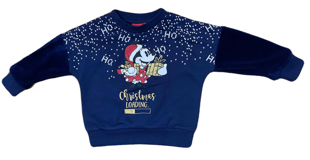 Maglione Natalizio Minnie Mouse DISNEY Maglietta Bambina Sun City - Hu1244blu