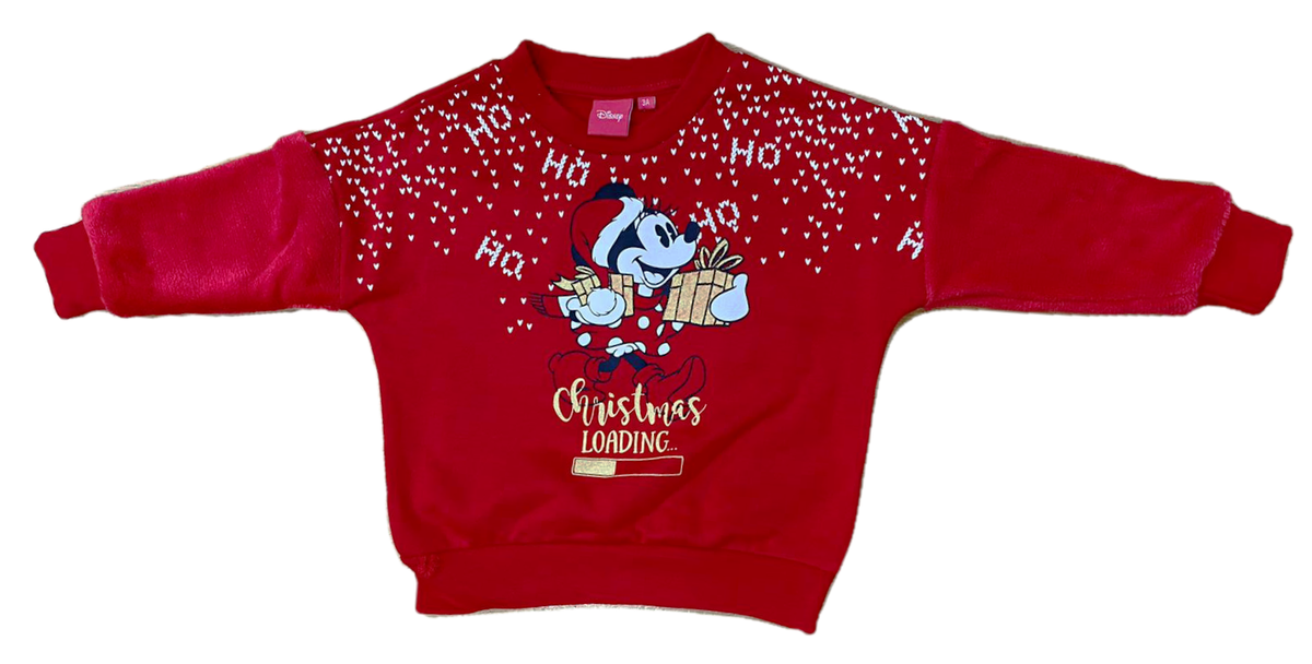 Maglione Natalizio Minnie Mouse DISNEY Maglietta Bambina Sun City - Hu1244rosso