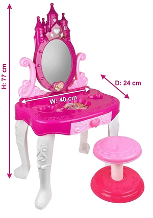 Specchiera con Luci e Suoni Tavolino Sgabello Gioielli in Confezione Regalo - Toy0273