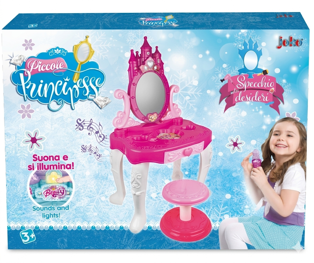Specchiera con Luci e Suoni Tavolino Sgabello Gioielli in Confezione Regalo - Toy0273