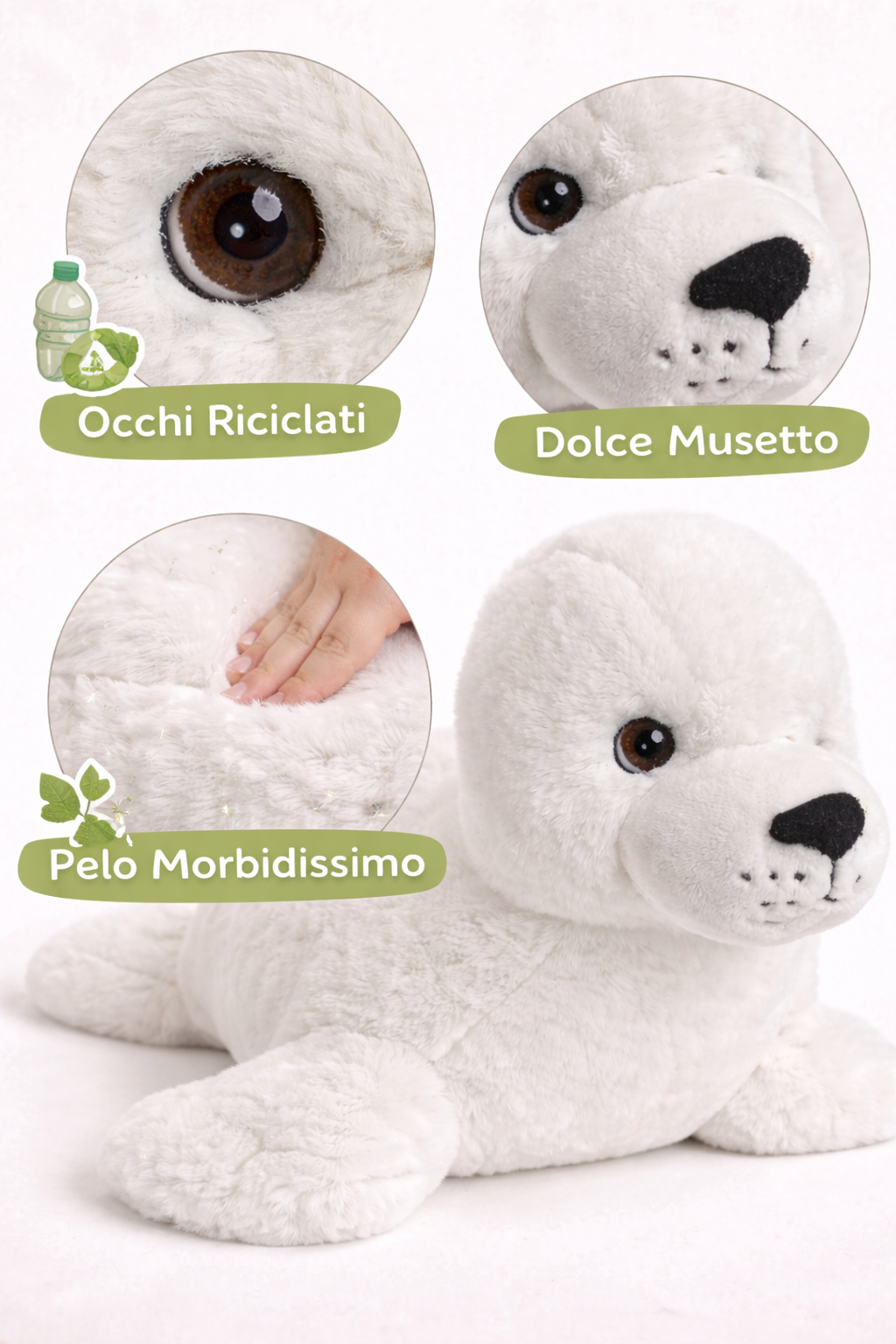 Peluche Foca Grs Cm. 35 Plastica Reciclata Lelly - 800052