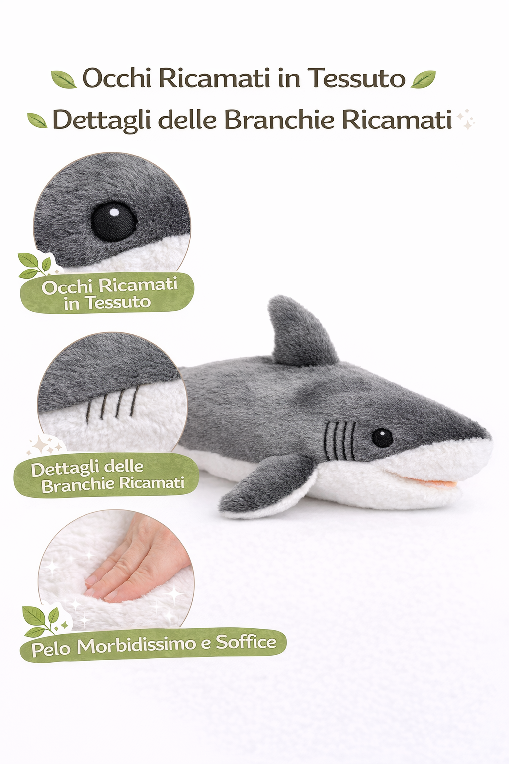 Peluche Squalo Grs Cm. 30 Plastica Reciclata Lelly - 800055