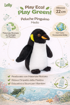 Peluche Pinguino Grs Cm. 22 Plastica Riciclata Lelly - 800057