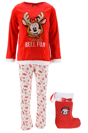 Pigiama Natalizio Minnie Mouse DISNEY + Calza Befana in Confezione - Hu2017rosso