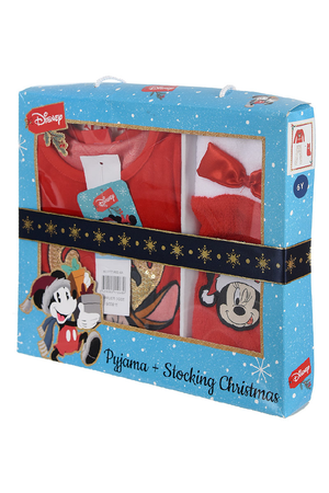 Pigiama Natalizio Minnie Mouse DISNEY + Calza Befana in Confezione - Hu2017rosso