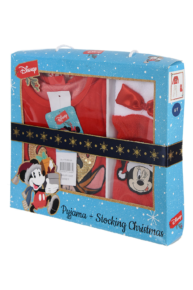 Pigiama Natalizio Minnie Mouse DISNEY + Calza Befana in Confezione - Hu2017bianco