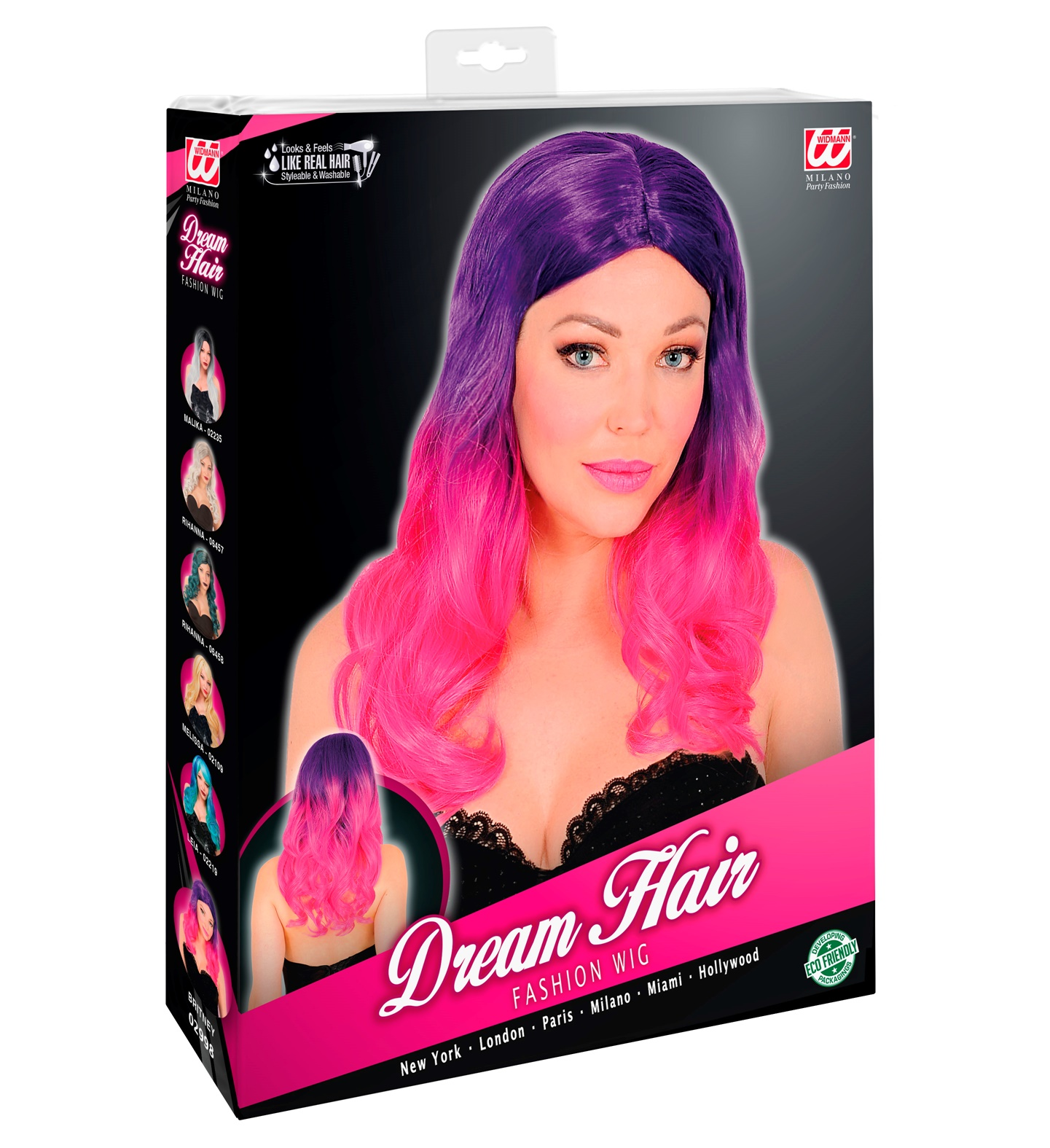 Parrucca Dream Hair Rosa Ombre Accessori per Abito Vestito Travestimento Carnevale - 02998