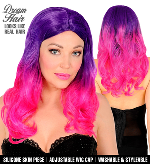 Parrucca Dream Hair Rosa Ombre Accessori per Abito Vestito Travestimento Carnevale - 02998
