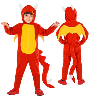 Costume Carnevale Drago Tuta Coda Ali Bambino Abito Travestimento - 0328