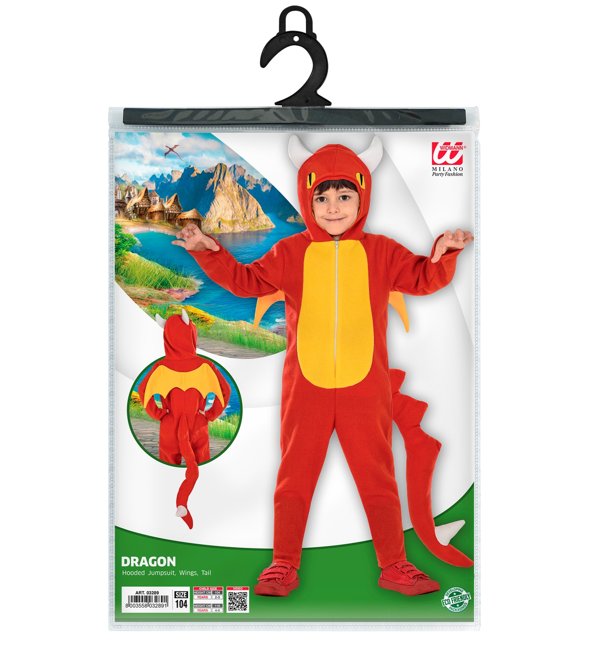 Costume Carnevale Drago Tuta Coda Ali Bambino Abito Travestimento - 0328