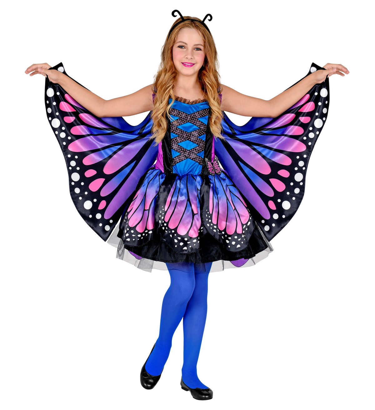 Costume Carnevale Farfalla Vestito Ali Antenne Bambina Abito Travestimento - 0984