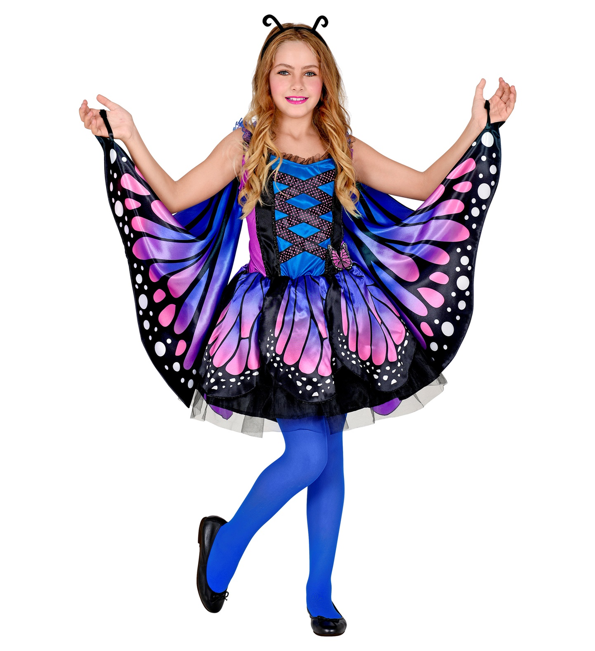 Costume Carnevale Farfalla Vestito Ali Antenne Bambina Abito Travestimento - 0984