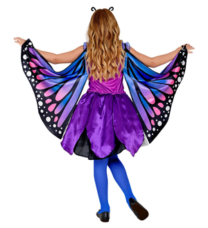 Costume Carnevale Farfalla Vestito Ali Antenne Bambina Abito Travestimento - 0984