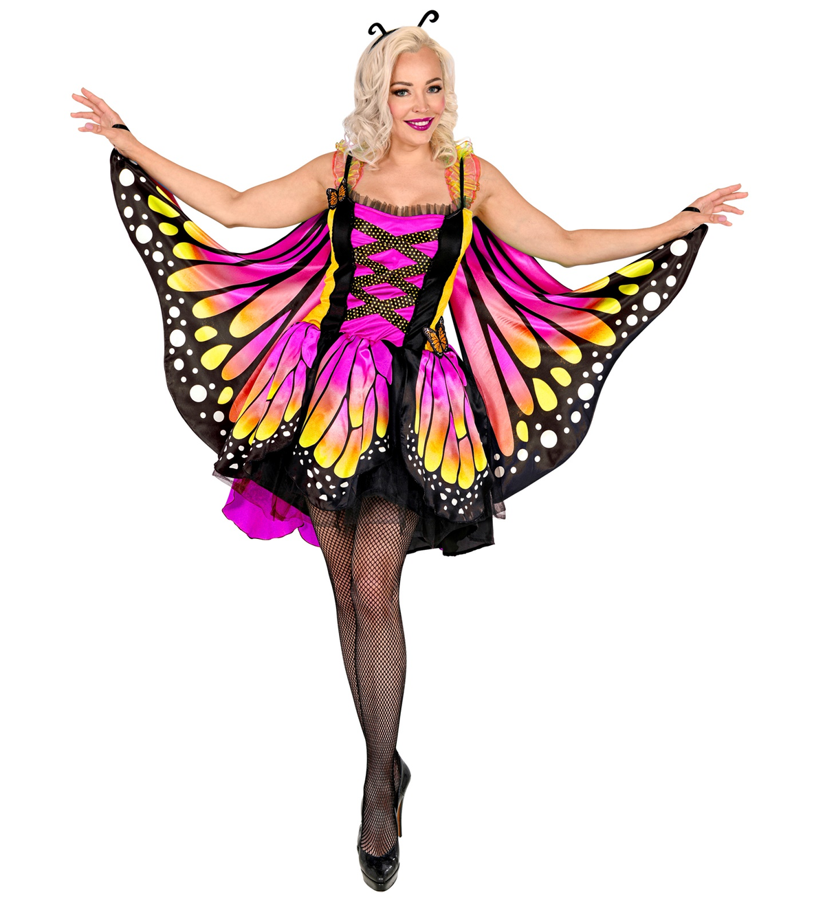 Costume Carnevale Farfalla Vestito Ali Antenne Donna Abito Travestimento - 1086