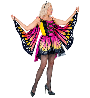 Costume Carnevale Farfalla Vestito Ali Antenne Donna Abito Travestimento - 1086