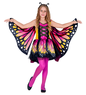 Costume Carnevale Farfalla Vestito Ali Antenne Bambina Abito Travestimento - 1086