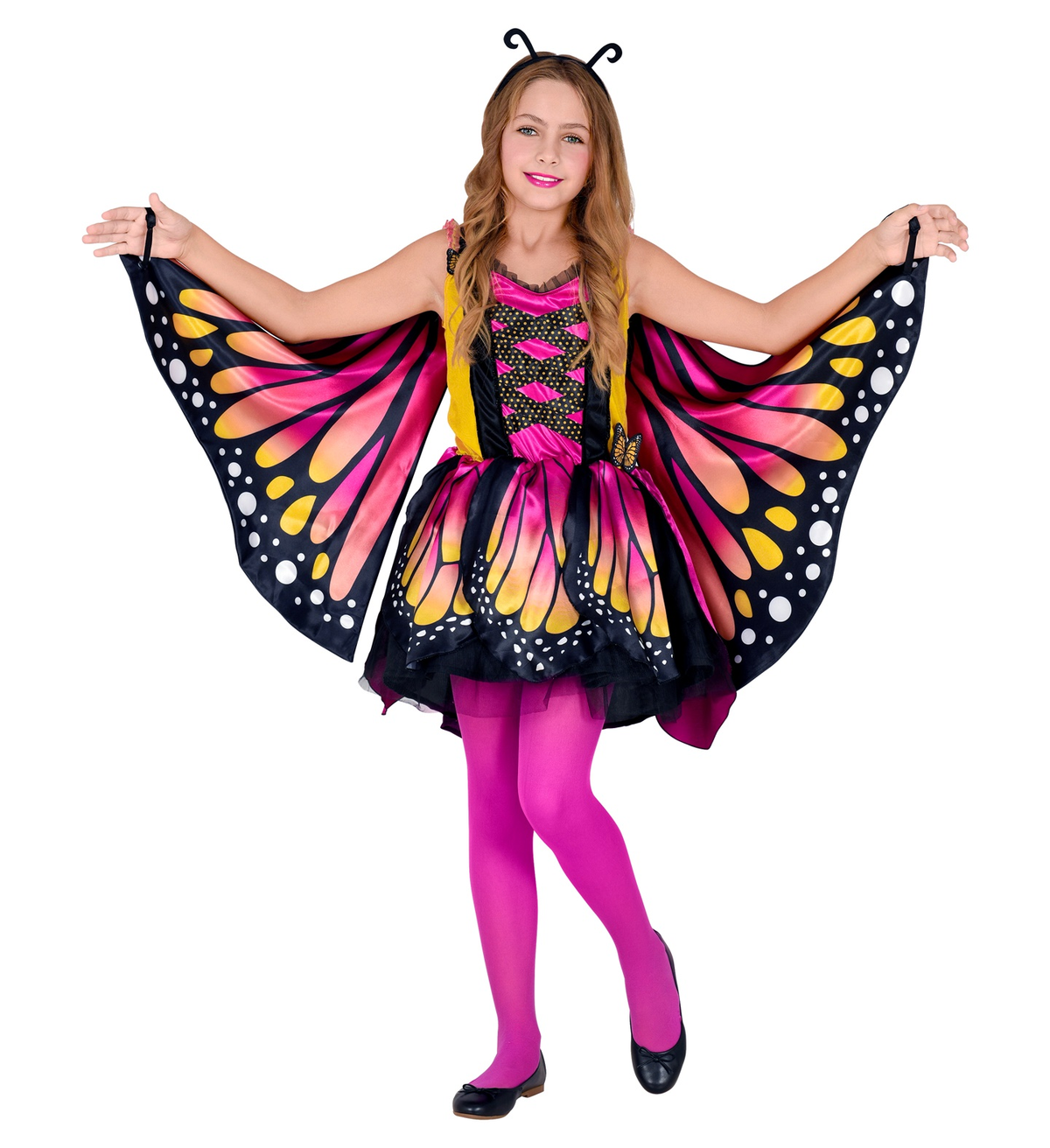 Costume Carnevale Farfalla Vestito Ali Antenne Bambina Abito Travestimento - 1086