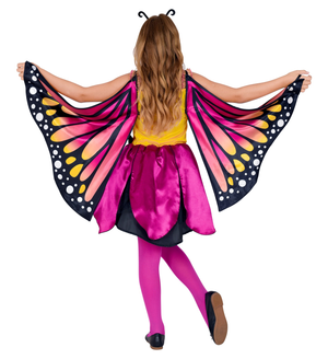 Costume Carnevale Farfalla Vestito Ali Antenne Bambina Abito Travestimento - 1086