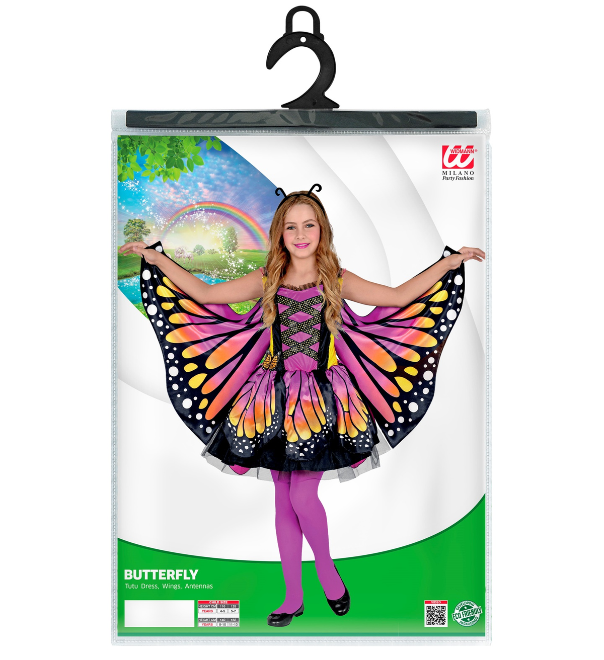 Costume Carnevale Farfalla Vestito Ali Antenne Bambina Abito Travestimento - 1086
