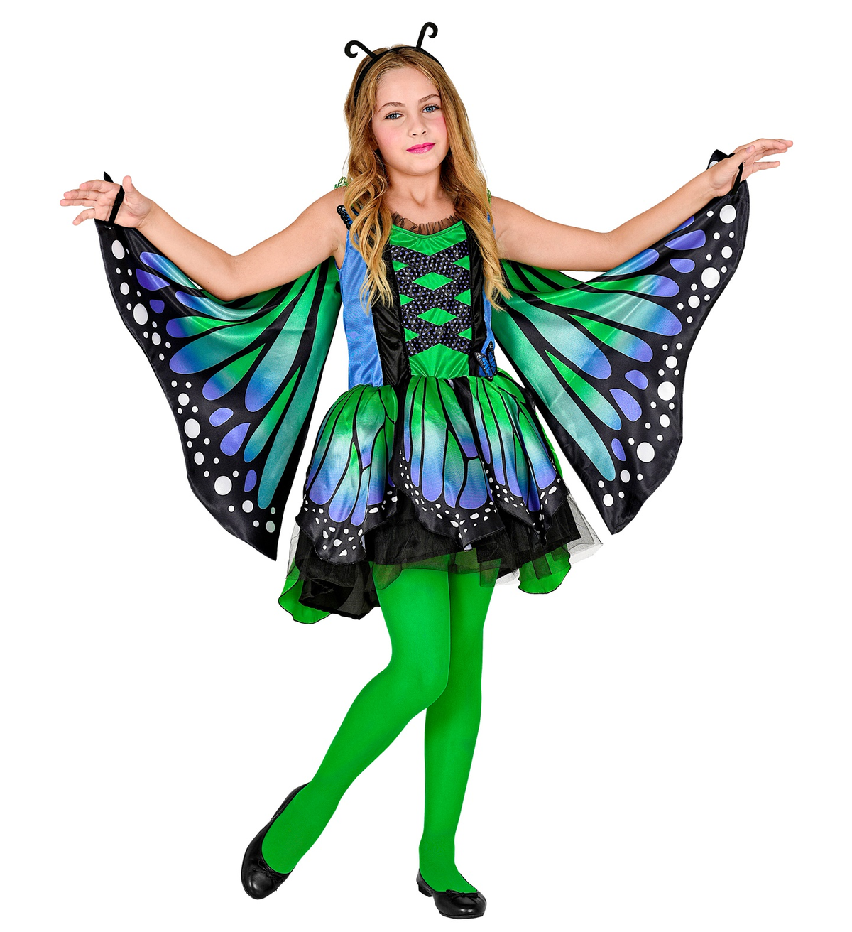 Costume Carnevale Farfalla Vestito Ali Antenne Bambina Abito Travestimento - 1097