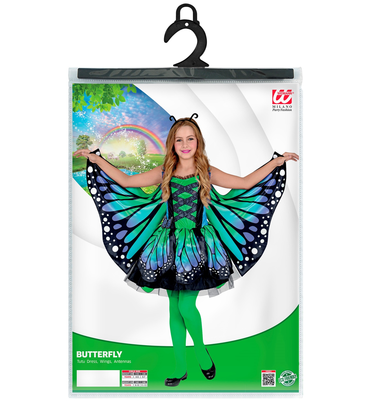 Costume Carnevale Farfalla Vestito Ali Antenne Bambina Abito Travestimento - 1097