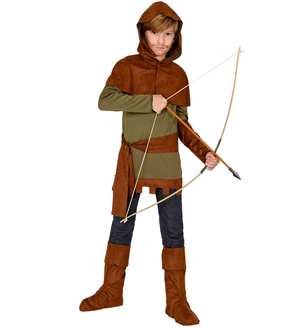 Vestito Carnevale + Accessori Robin Hood con Arco Travestimento (11/13 Anni)