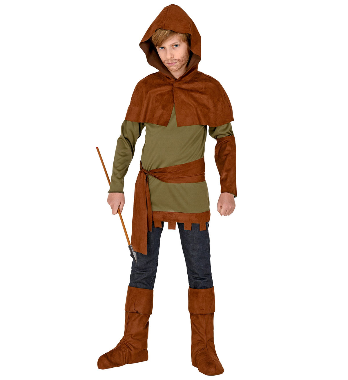 Vestito Carnevale + Accessori Robin Hood con Arco Travestimento (11/13 Anni)
